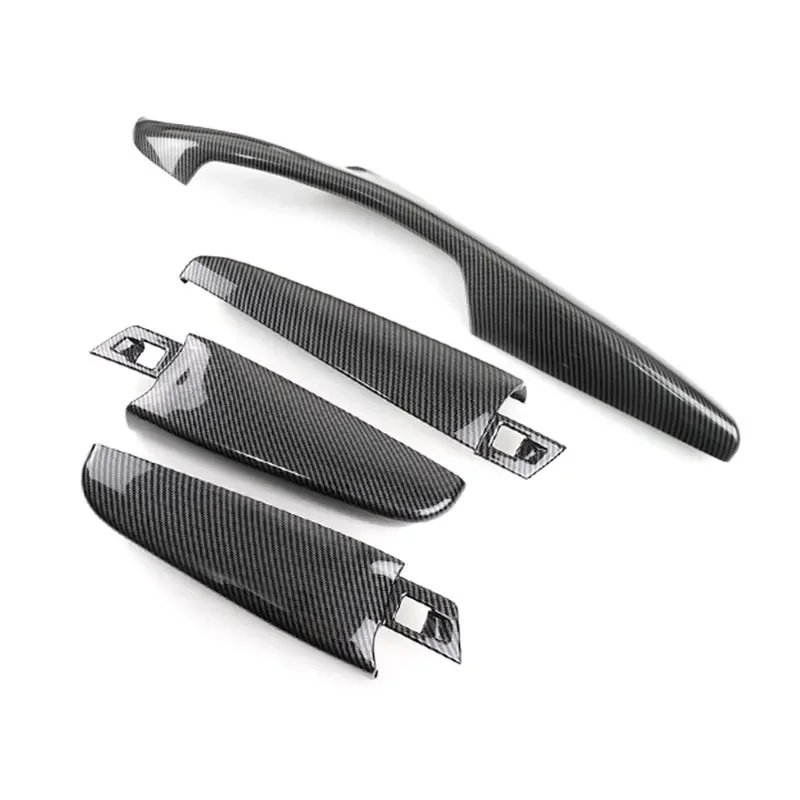 ABS Carbon Fiber 4pcs Car Accessories Interior Door Armrest Panel Protection Cover Trim For BMW 5 Series F10 F18 2011 - 2017