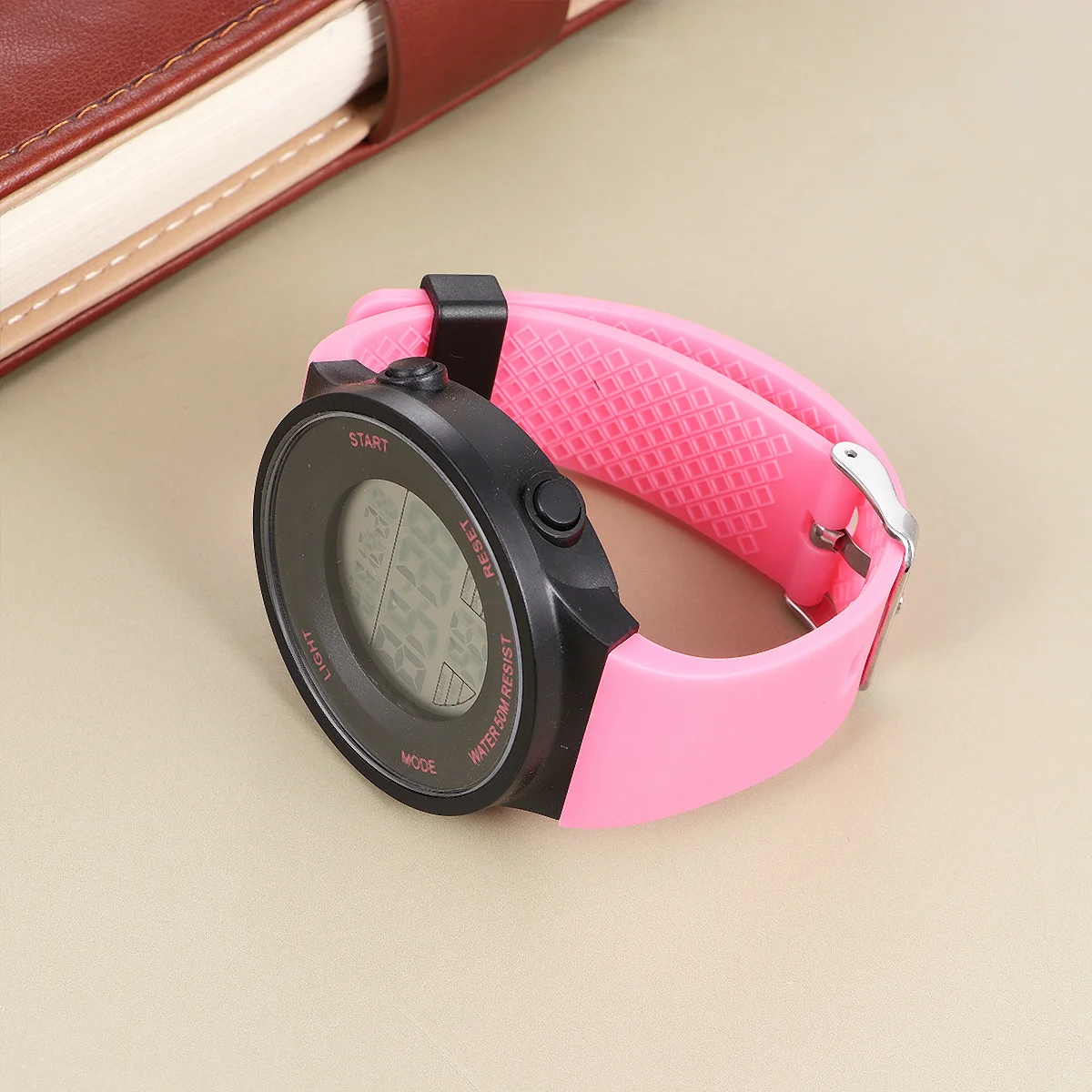 1Pcs Luminous 's Watch Waterproof Electronic Watch Multifunction Stopwatch Alarm Week Display for Students Pink