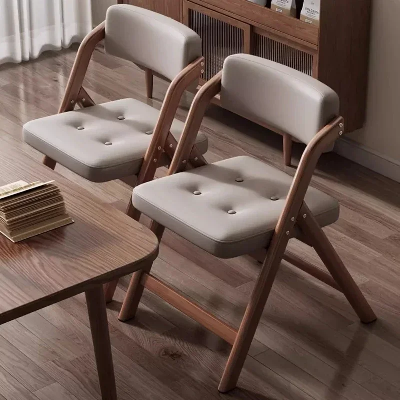 Multi-functional Foldable metal dining chair soft bag dining table and chair antique thickened small stool new backrest chair