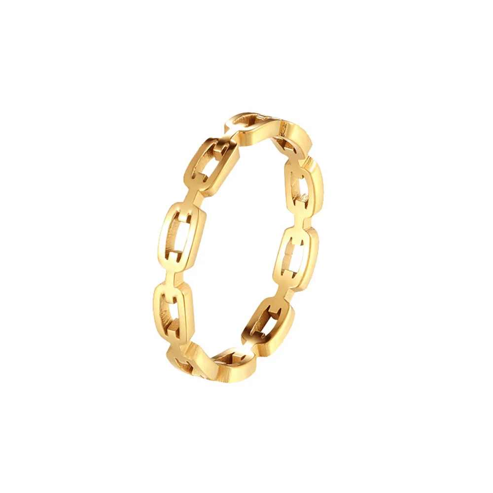 Women's Gold Ring 3mm Thin Silver Color Titanium Stainless Steel Paperclip Chain Rings for Woman Girl Punk Jewelry anello Bulk