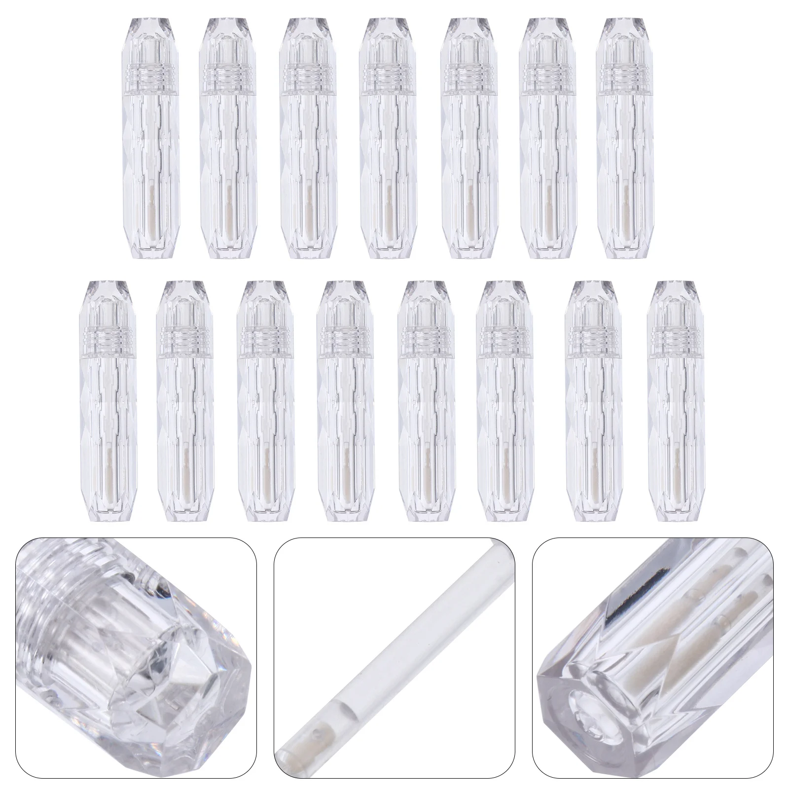 

15pcs Empty Gloss Tube Diamond Shaped Portable Travel Size Leak Proof For Lip Oil Dye Liquid Lip Balm Bottles Cosmetics