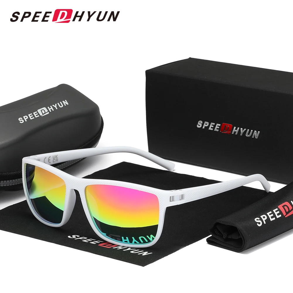 Speedhyun óculos de sol polarizados da moda, masculino, feminino, anti-uv400, pesca, condução, óculos de sol confortáveis