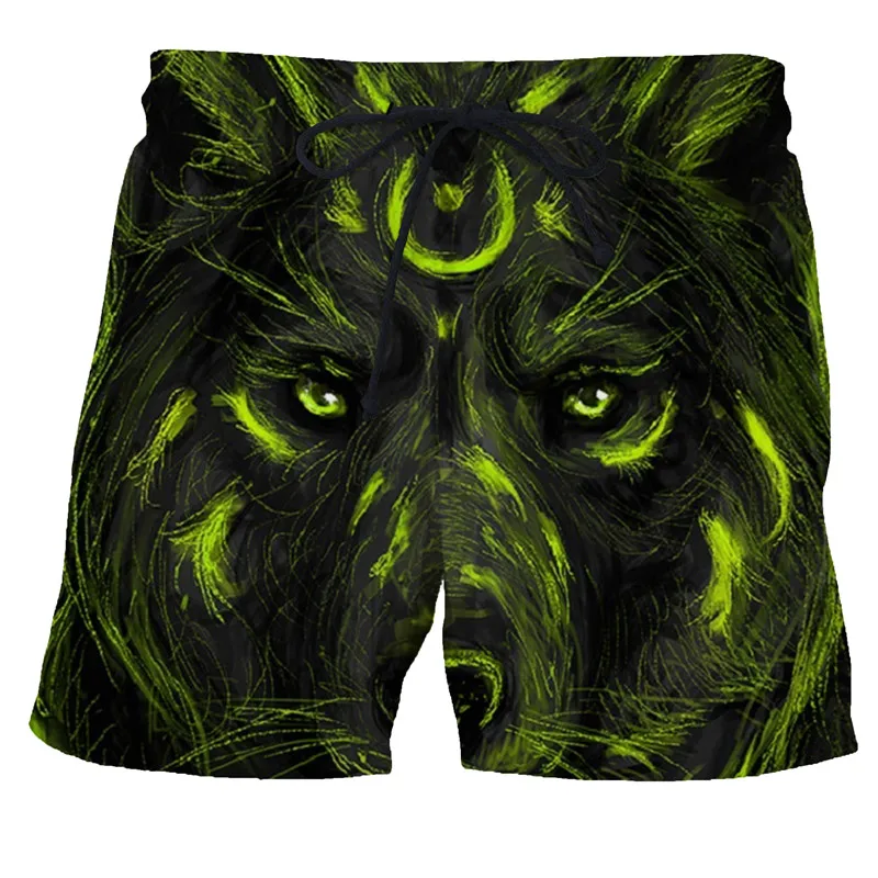 Quick Dry Bermuda Surf Swimming Shorts Animal Trunks Funny Wolf Men Summer Shorts Boxers Newest 3D Wolf Print Men Beach Shorts