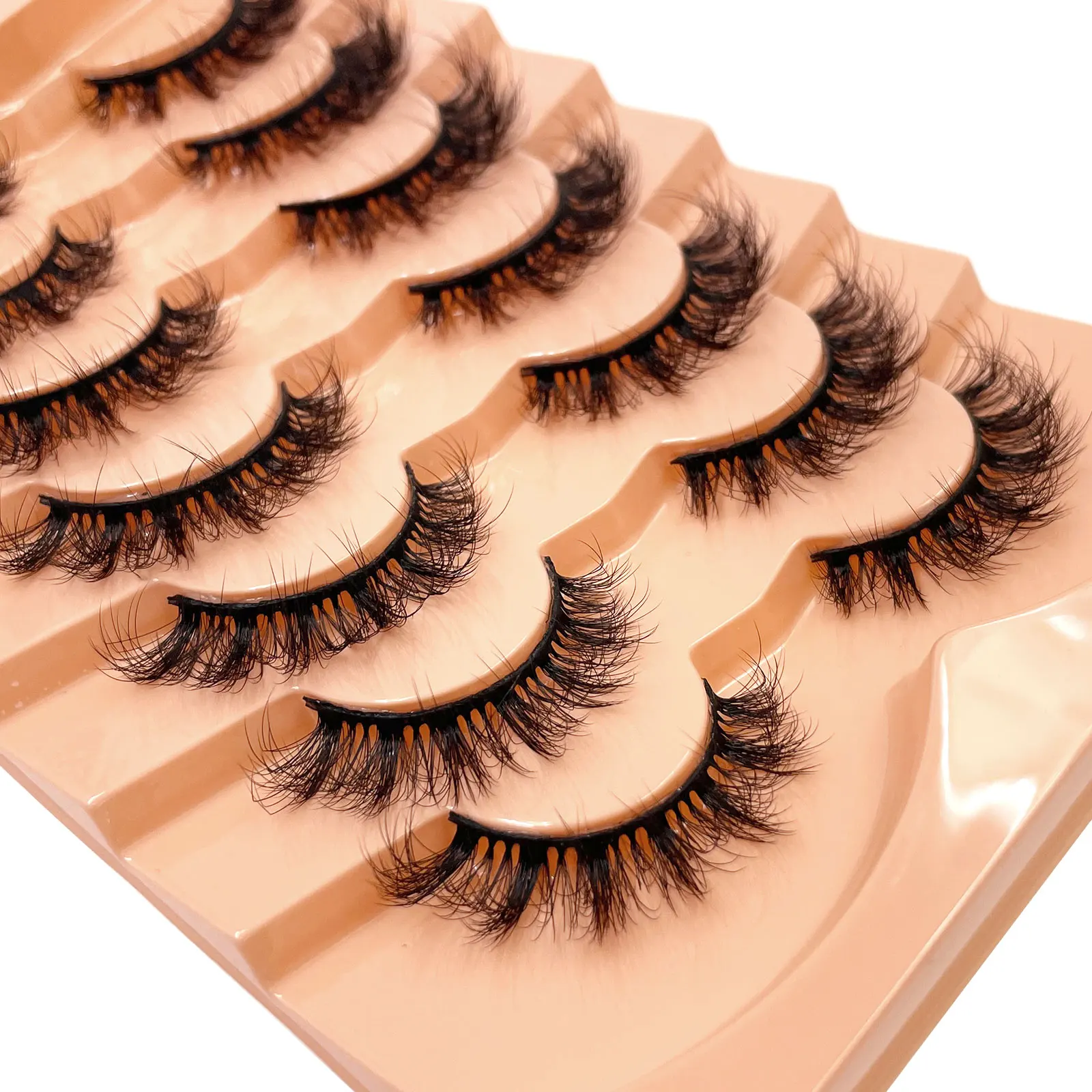 Neue 7 Paar dicke, 3D-Simulation Nerzpelz gefälschte Wimpern kurze, dramatische gefälschte Wimpern Großhandel Volllinie gefälschte Wimpern machen