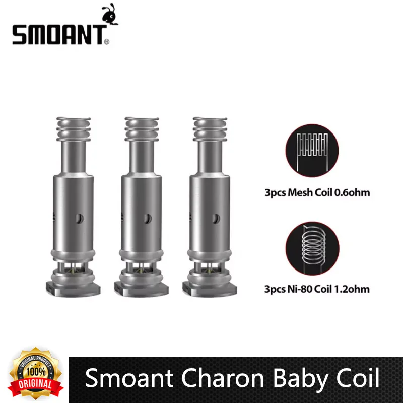 Оригинальная электронная сигарета Smoant Charon Baby Coil Vape 0.6ohm Mesh Coil 1.2ohm Ni80 Coil для Battlestar Baby AI Pod Kit электронная сигарета