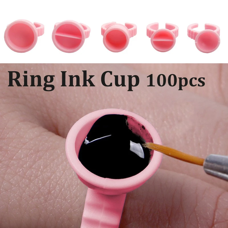 100pcs/bag Disposable Permanent Makeup Ring Divider Tattoo Ink Pigment Holder Cup Pigments Holder Rings Container Cup S/M/L