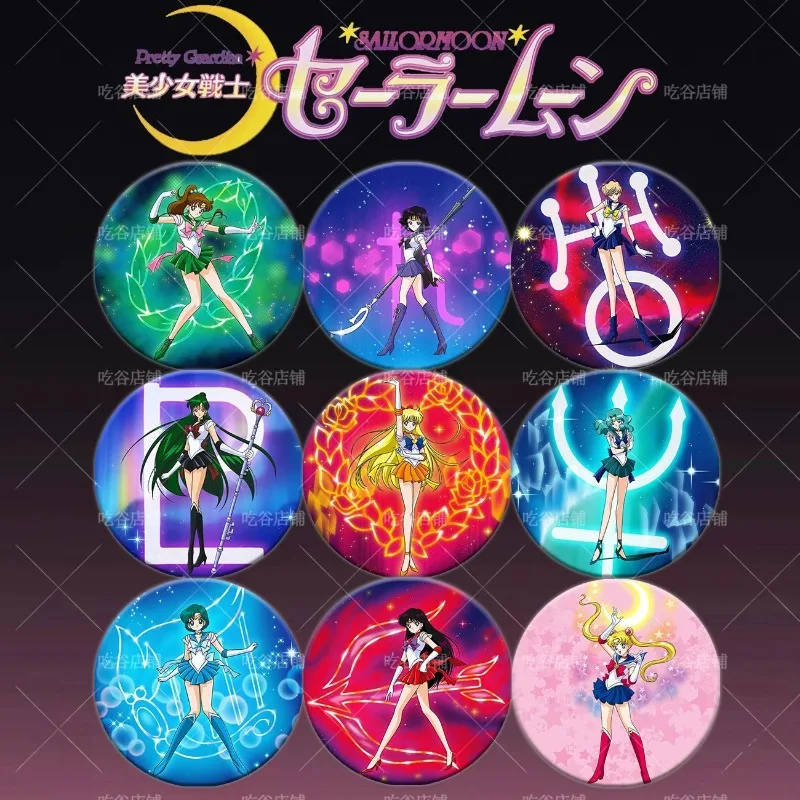 

New Sailor Moon Kawaii Animation Water Ice Moon Hare Bar Chi peripheral cute cartoon tinplate cartoon pendant badge holiday gift