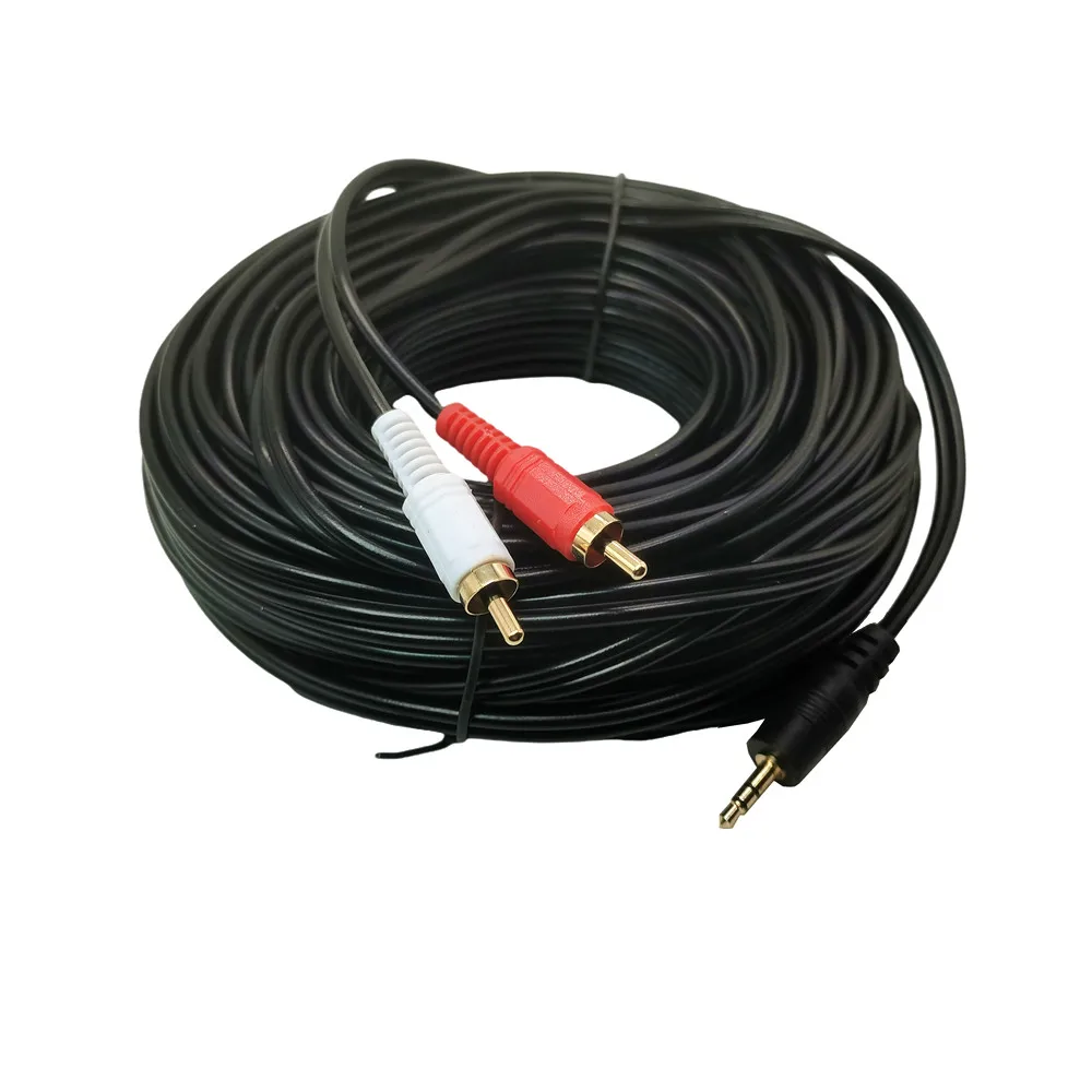 3.5mm wtyczka łącze typu Jack do 2 RCA męska muzyka Adapter Audio Stereo kabel Audio linia AUX do telefonów Mp3 dźwięk telewizora głośniki 1.5m-5m