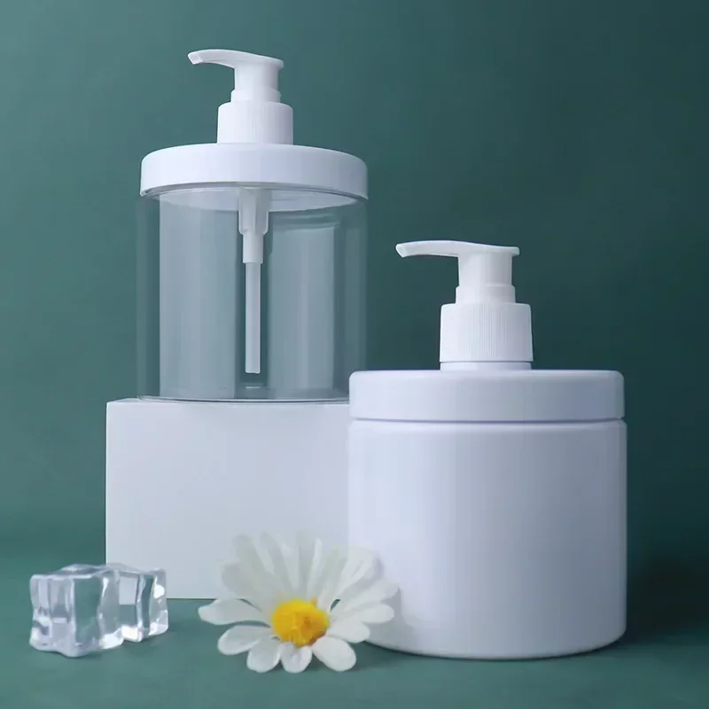 Garrafa transparente com boca larga para lavar as mãos, recipiente líquido, saboneteira, shampoo, loção, gel de banho, 300ml, 500ml