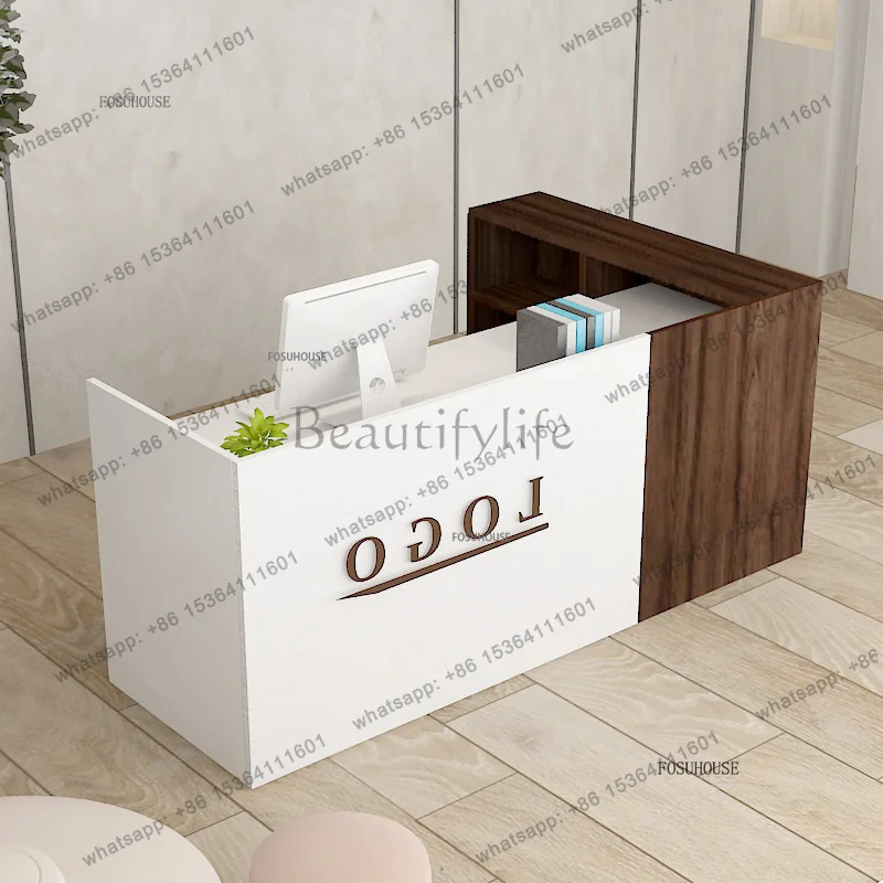 

Nordic Front Desk Corner Reception Desk Office Furniture Modern Minimalist Church Pulpit Podium Commercial Store Cashier Desk N