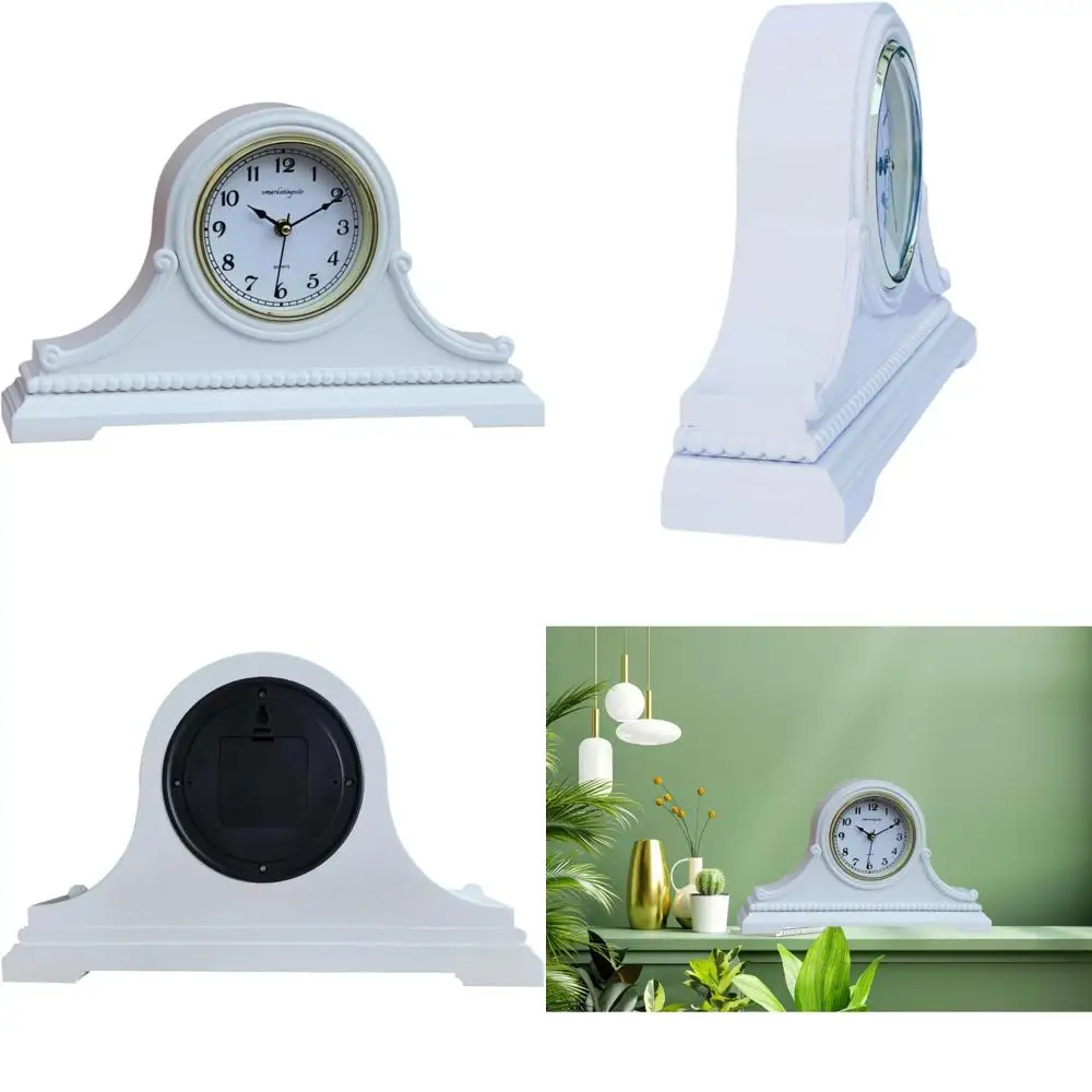 

Battery-Powered Silent Wooden Mantel Clock with Westminster Chimes and Solid Wood Shelf