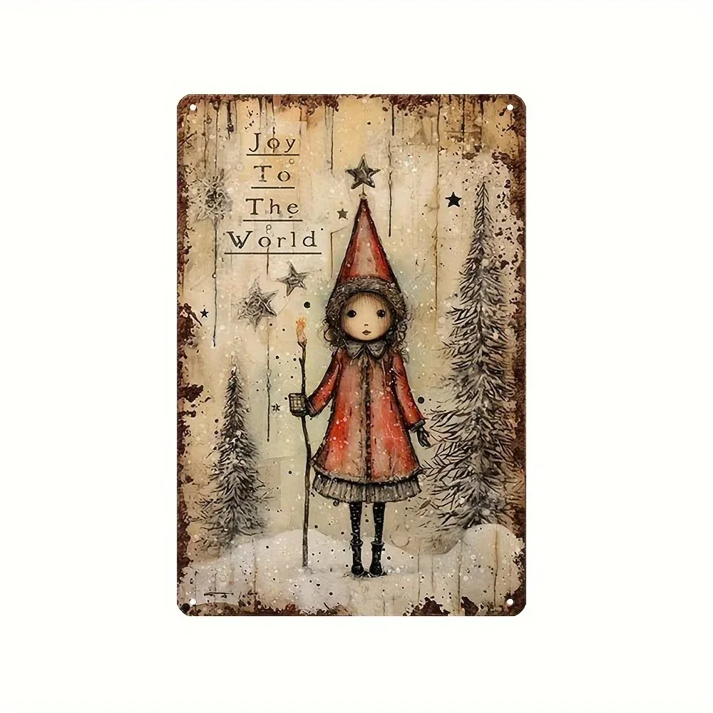 

CountryJoyVintz "Joy To The World" | Hand-Aged Aluminum with "Carol Girl Glow (Patchwork Dress, Pinecone Halo