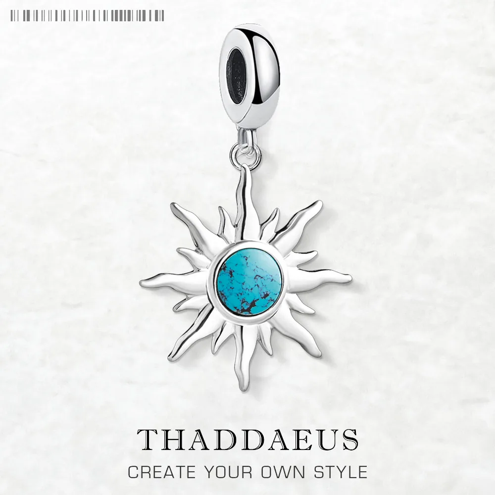 

Blue Stone Sun Dangle Charm For Women Men 925 Sterling Silver Pendant Jewelry Trendy Gift
