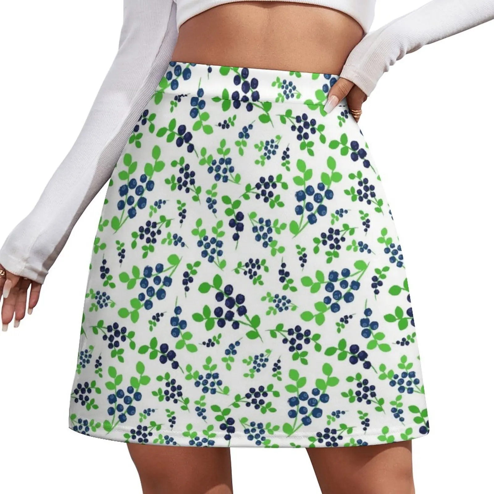 

Blueberries Background Painted Pattern Mini Skirt korean fashion mini denim skirt skirt