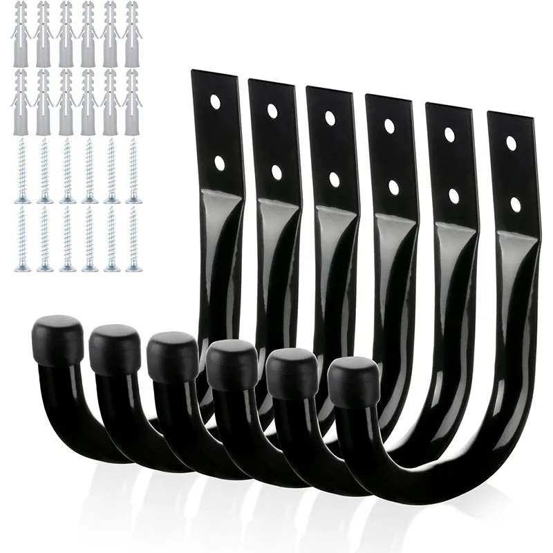 1/3PCS Storage Hook Set Garage Storage J-shaped Round Tube Hook Heavy-duty Wall Mounted Load-bearing Tool Hollow Hook