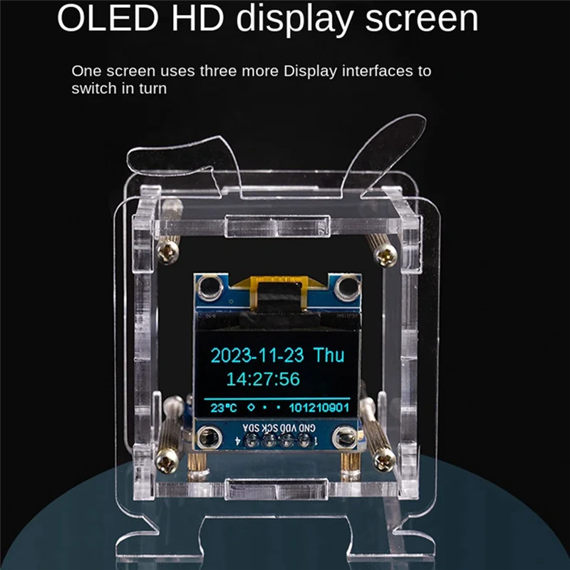 P-Premium-Mini reloj electrónico DIY Kit OLED 2,4G WIFI tiempo temperatura humedad fecha semana indicador de pronóstico del tiempo DC 5V Cloc