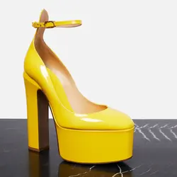 Round toe women's shoes, waterproof cushioned shoes, thick high heels, shallow mouth, pressure