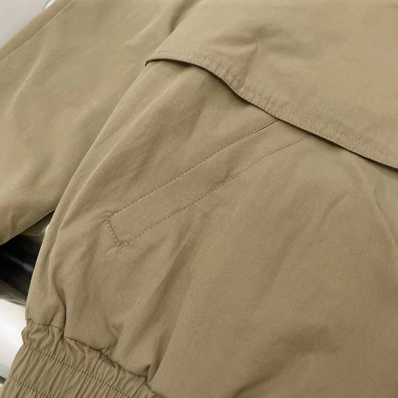 سترة نسائية كاكي أنيقة عتيقة مع طية صدر السترة، سترة مستوحاة من الخصر، خريف، وصول جديد، 2025