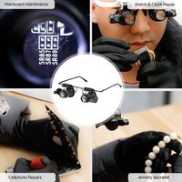 Adjustable With LED Lights Magnifier Jeweler Inspect Tool Double Eye Glasses Type 20X Magnifier Watch Repair