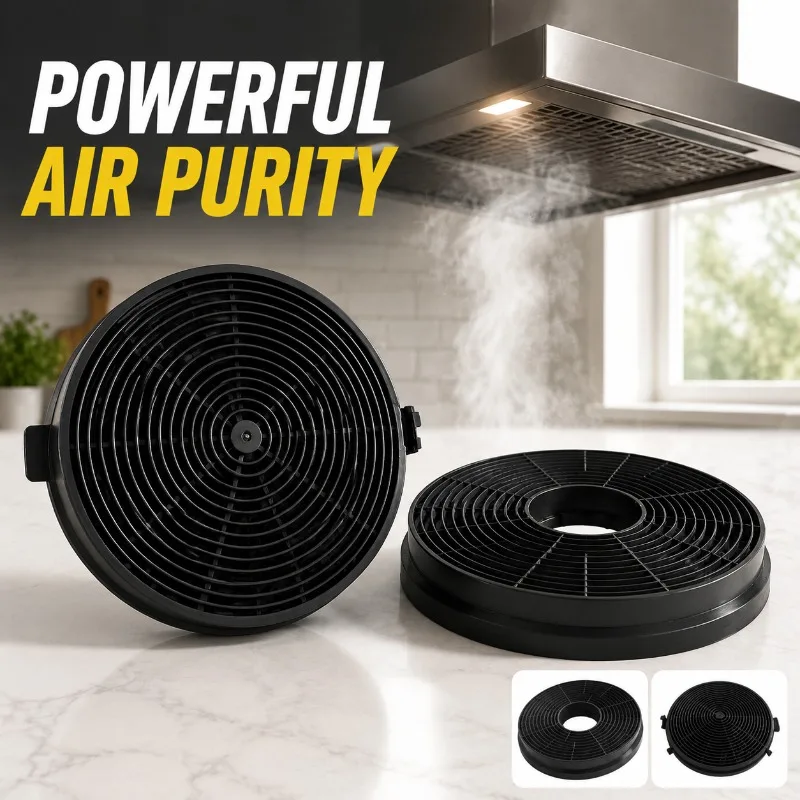 Activated‑Carbon Cooker‑Hood Filter Household Kitchen Range‑Hood Replacement Accessory Black Round Granular‑Carbon Cartridge