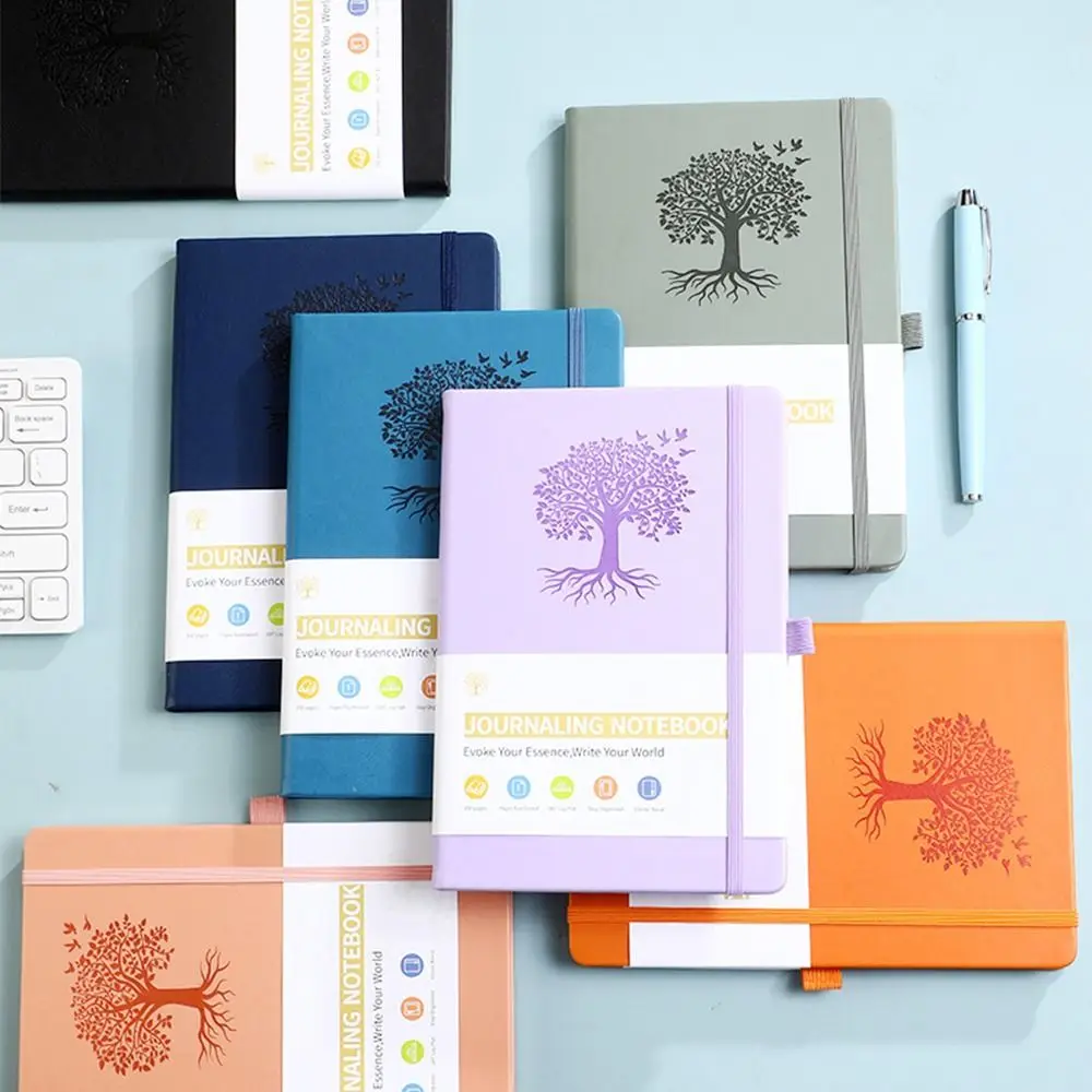 Simple Journal Notebook PU Leather Solid Color A5 Pocket Notepad Soft Cover Thickened Writing Notebook School Supplies