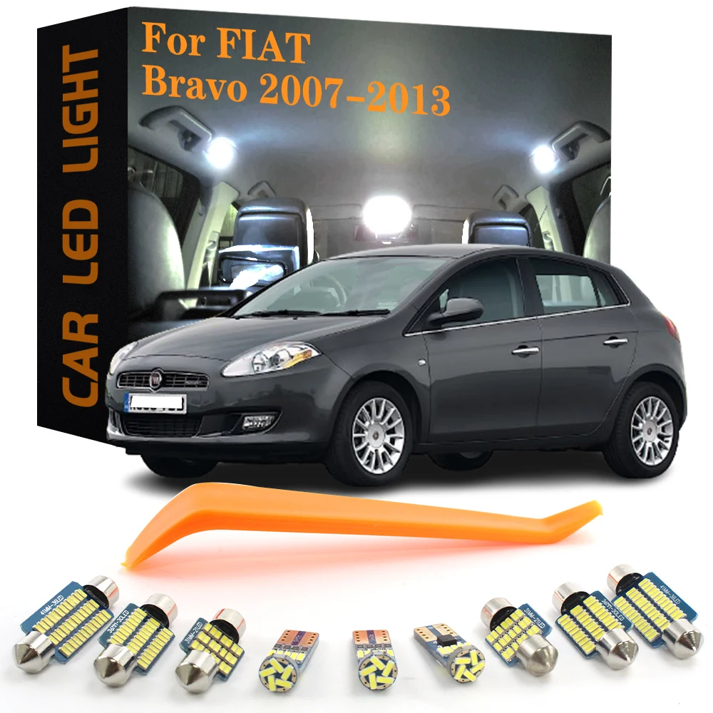 

8pcs Canbus Car Accessories LED Interior Lights For Fiat Bravo 2007 2008 2009 2010 2011 2012 2013 No Error Auto Lamps Bulb Kit