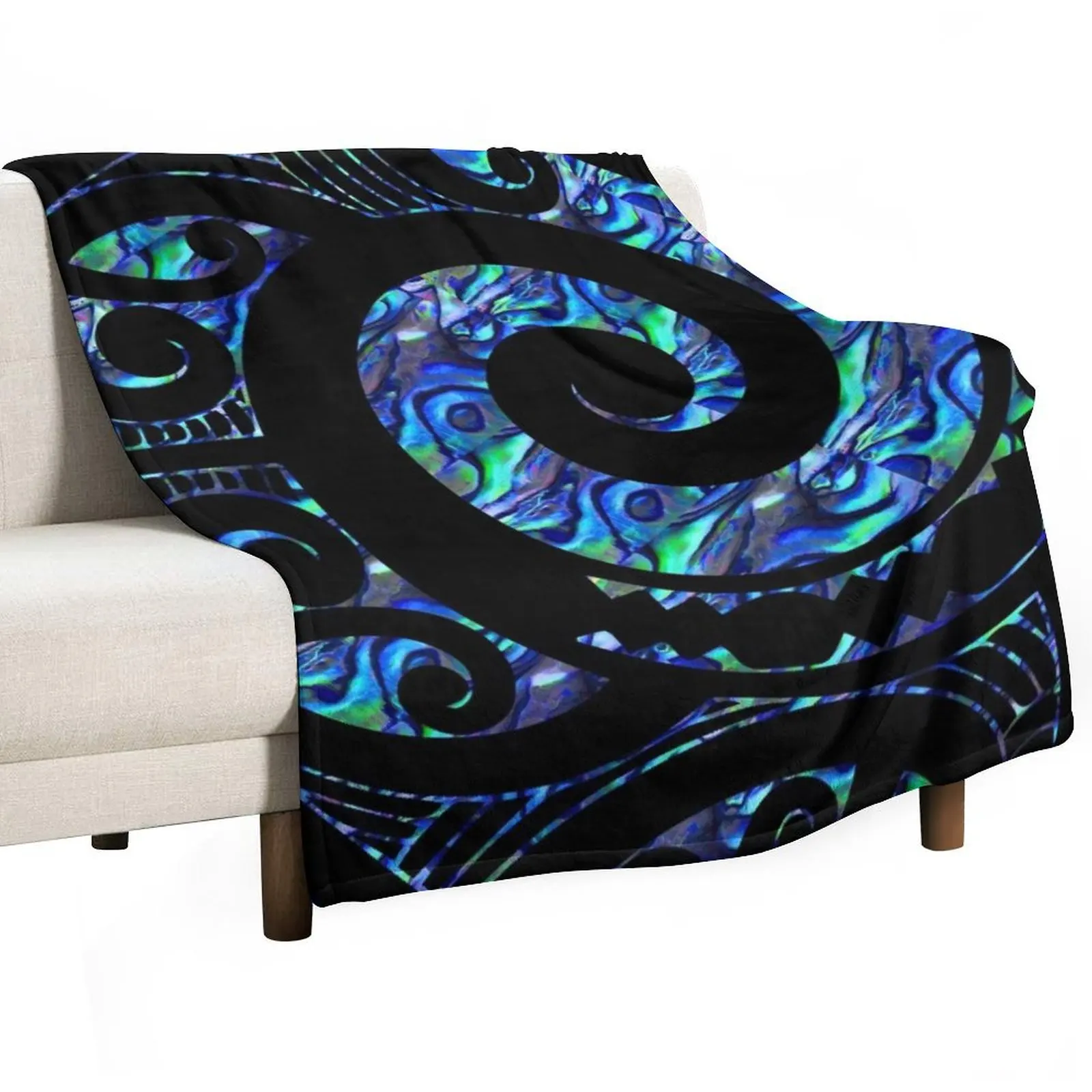 

New Zealand Māori Paua Tattoo Koru Design Throw Blanket Sofa warm for winter Flannel Fabric Blankets