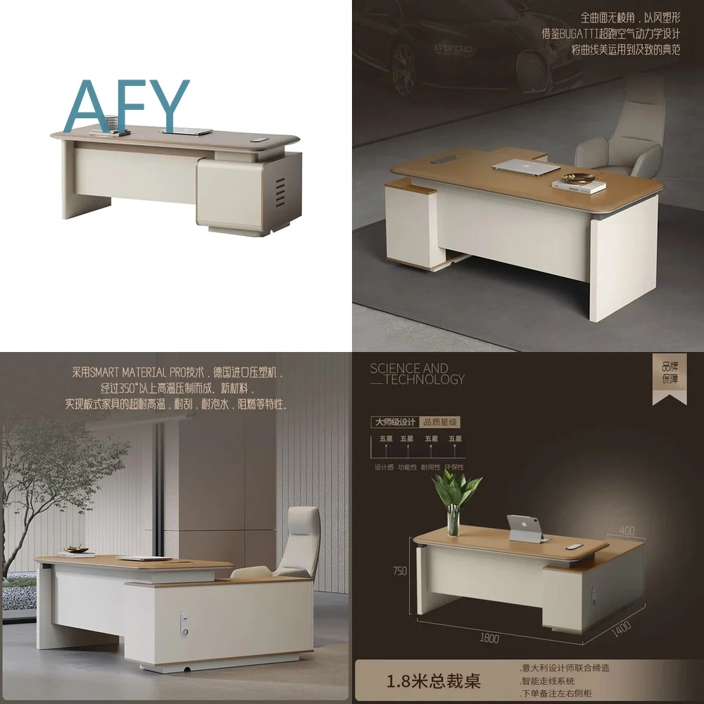 Modern Office Desk and Chair Set for Female Manager Business Workspace 180cm Executive Desk 160cm Supervisor Desk Ergonomic