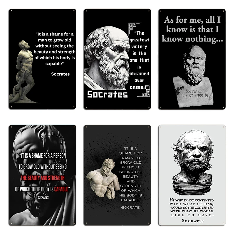 Socrates Quote Ancient Philosophy Shirt As For Me All I Know Metal Plaque Customized Club Wall Plaque Tin Sign Poster