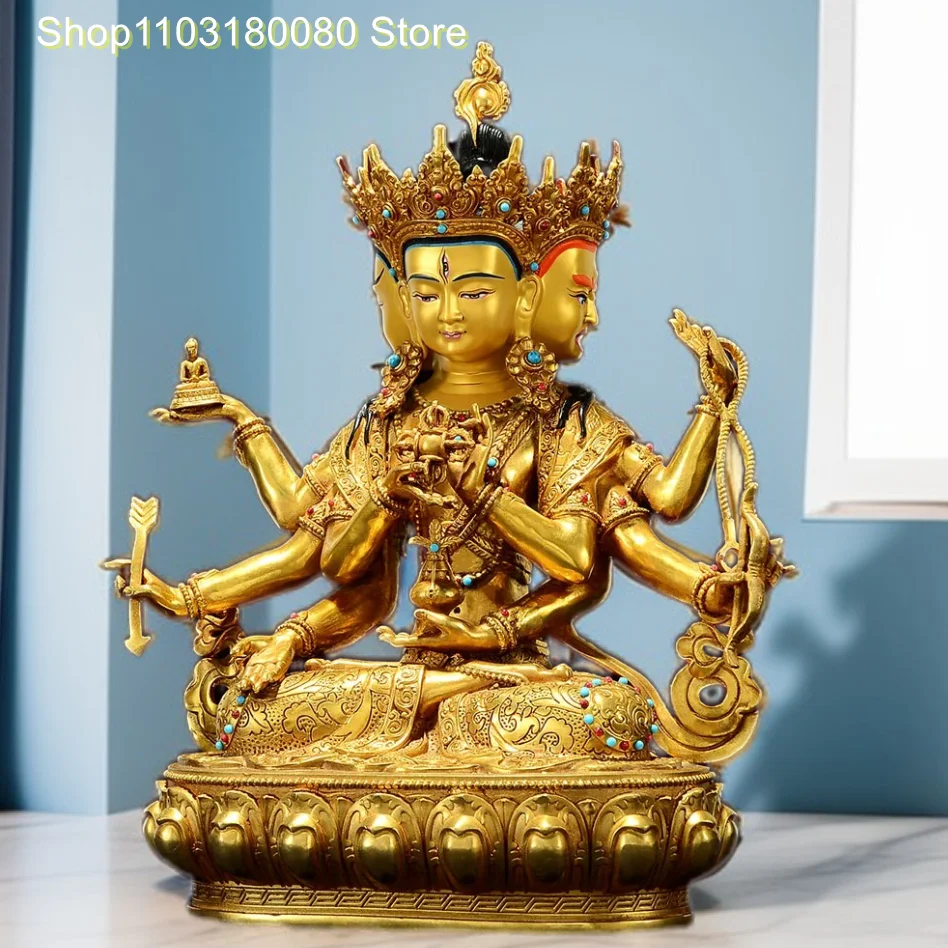 32cm Copper gilt ushnisha vijaya buddha statue Tibet buddhism Tantra Ushnisha Vijaya Namgyalma sculpture decor Large size