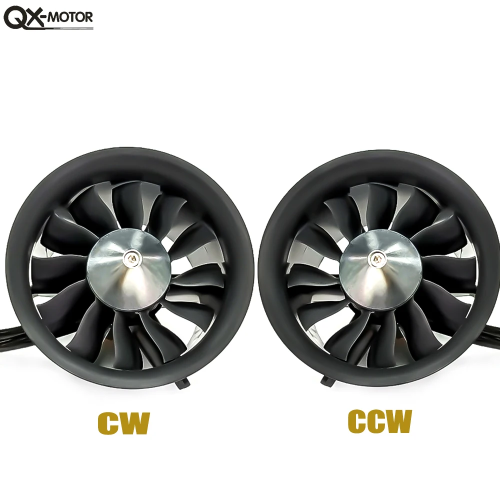 QX-MOTOR 70mm 12Blade Ducted Fan EDF with 6S Brushless Motor use 100A ESC Suitable for Jet Helicopter Drone Fixed-wing Parts