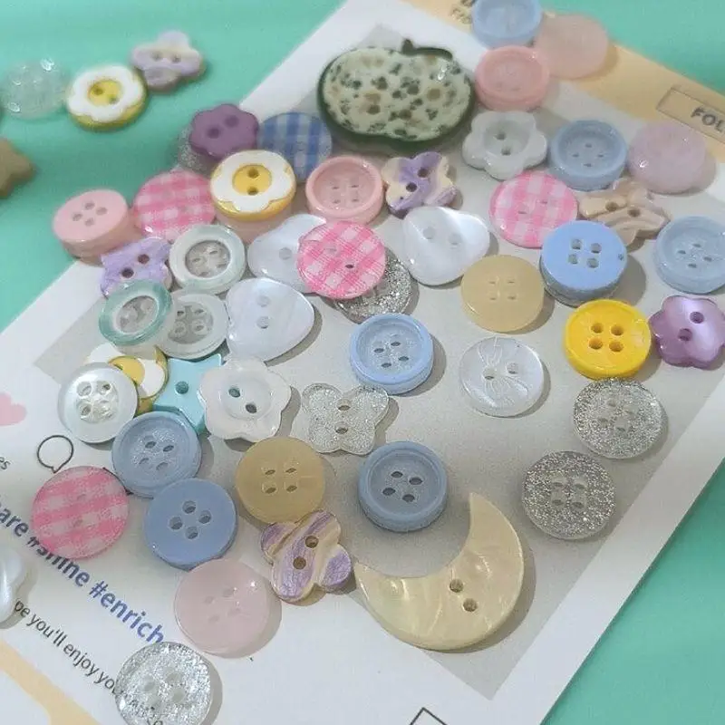 

10pcs Multicolour Plastic Buttons Crafts DIY Scrapbooking Cute Korean Cream Sewing Button Randomly Apparel Accessories