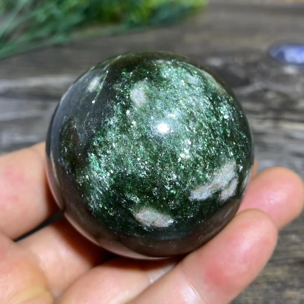 Natural Crytsal Green Mica Sphere Ball Minerals Beauty Room Healing Reiki Home Decoration Gemstones Spiritual