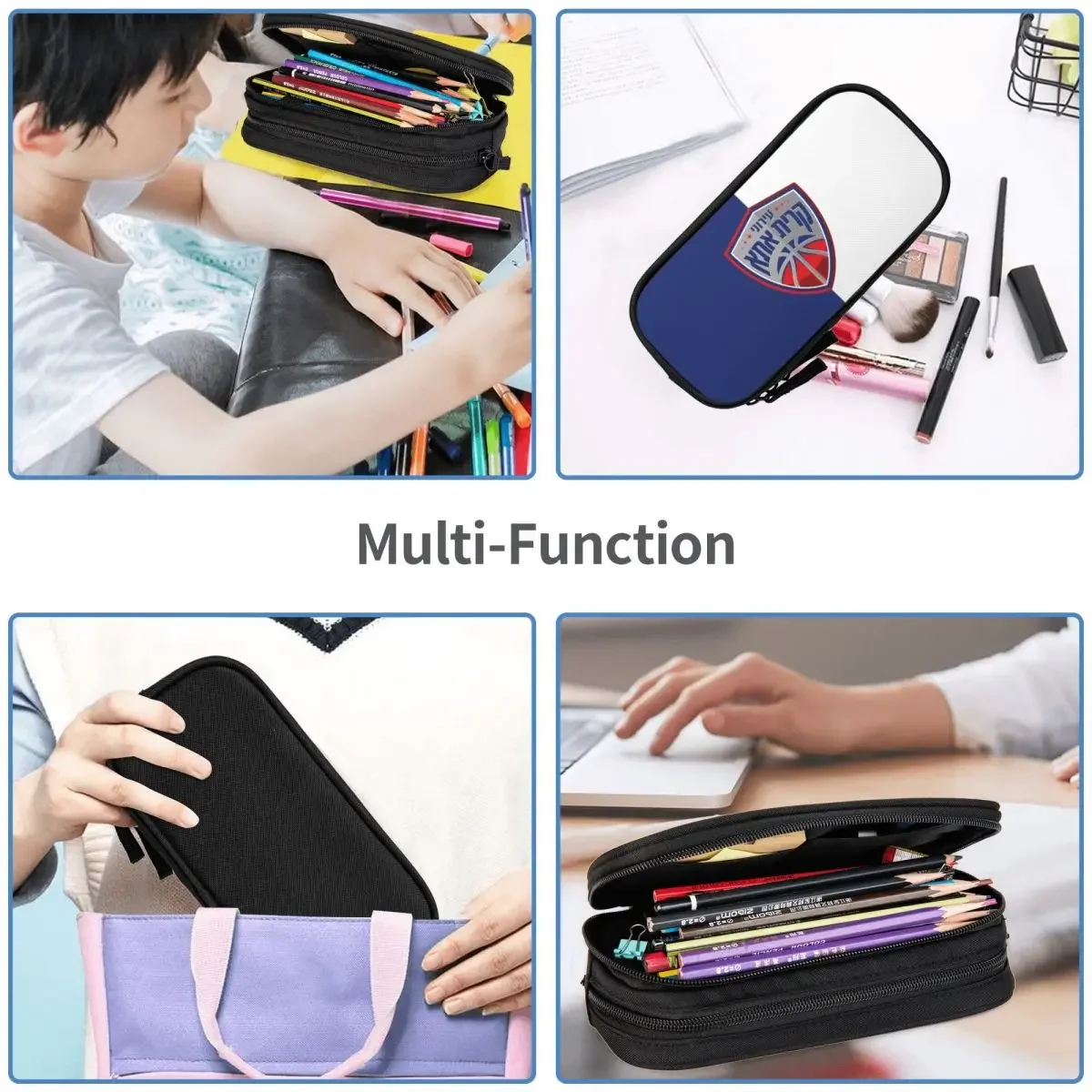 Ironi Kiryat Lati Ata Basketball Big Capacity Pencil Pen Case Office College School Large Storage Bag Pouch Holder Box Organizer