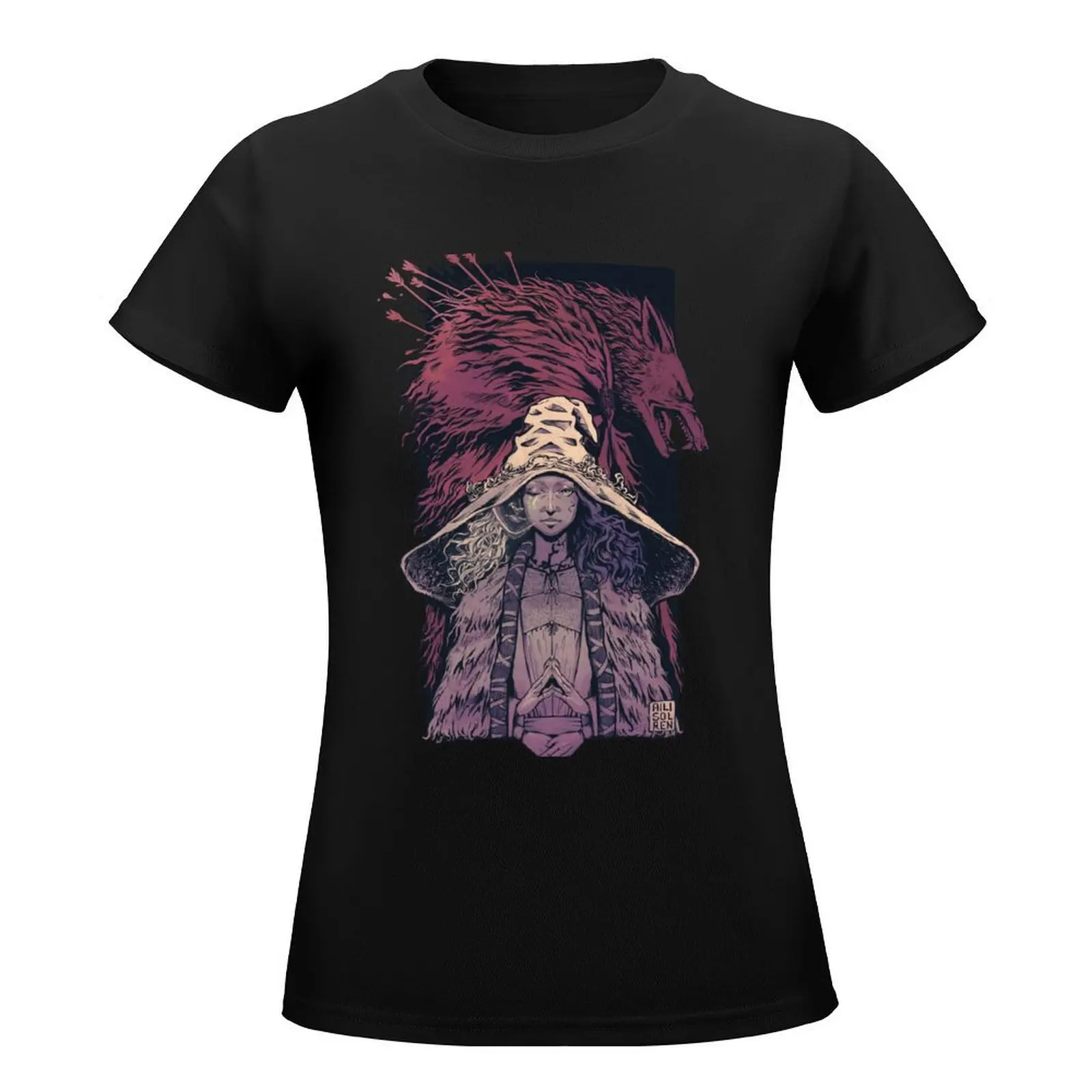 Ranni and the Baleful Shadow - Desaturated T-Shirt vintage clothes cute tops t shirt dress Women