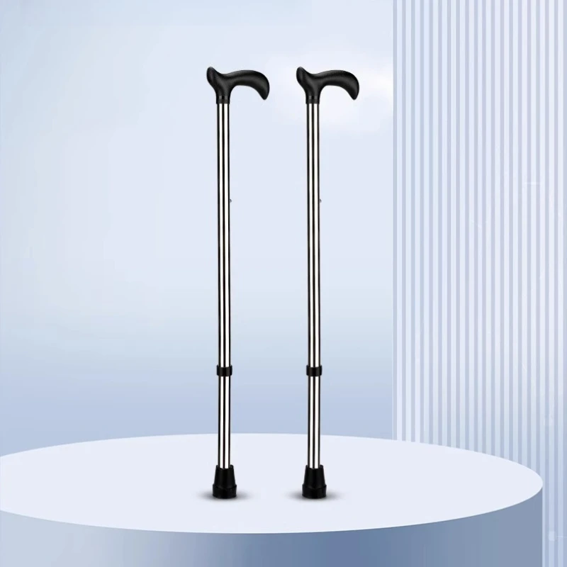 Elderly Outdoor Retractable Stainless Steel Walking Cane Anti Slip Wear Resistant Anti Fall Walking Stick Mobility Aid Crutch