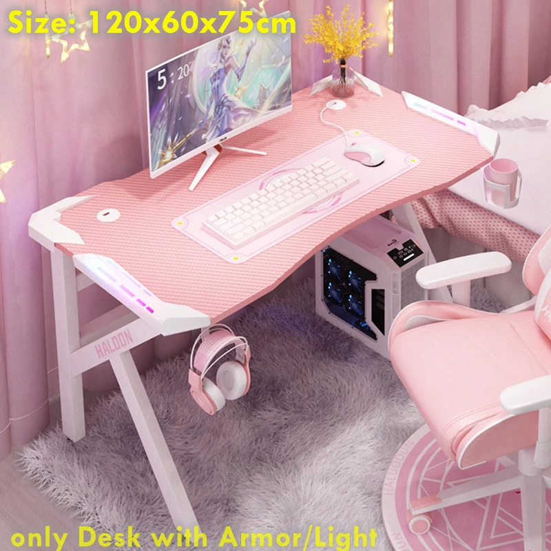 120x60x75cm Pink K Game Table with Armor Light Computer Desk Home Desktop Table Office Desk Gaming Table Useful Desk Girls Gift