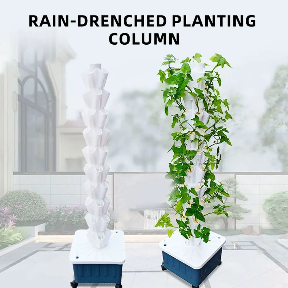 Soilless Cultivation Flower Pot Planting Tower, Hydroponic Column, Rainwater Irrigation System, Multi-Tier Rack for Growing