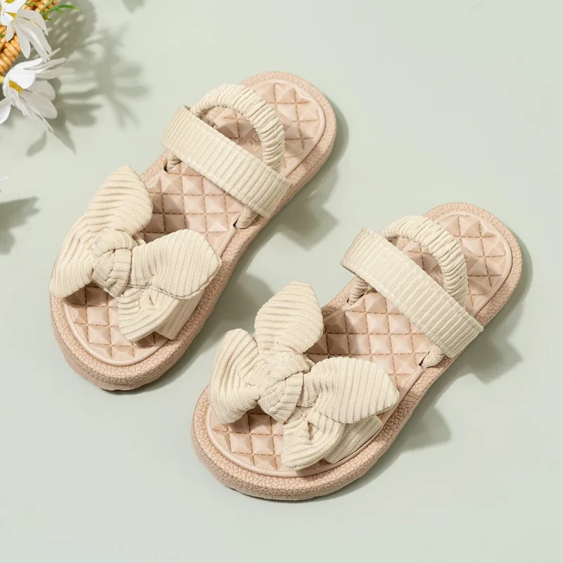 

Girls Beach Sandals 2026 Summer New Children's Fashion Princess Flat Sandals Sweet Bowknot School Causal Kids Open-toe Sandals