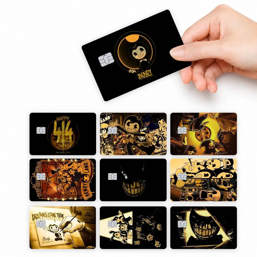 Horror Game B-Bendy and The Ink Machines 4 decorative stickers for credit cards transit cards and similar cards