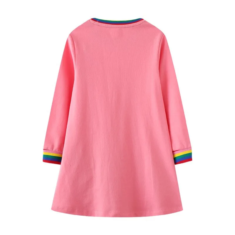 Springen Meter Neue Prinzessin Mädchen Kleider Tiere Stickerei Herbst Baby Kleidung Langarm kinder Kostüm Kinder Kleider – Detail 11