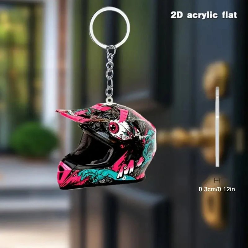 Keychain Helmet 2D Flat Fashion Stereo Motorcycle Helmets Safety Auto Bag Car Key Ring KeyChain Gift Jewelry
