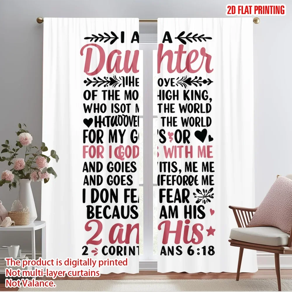 2pcs 2D flat printing Window Drapes Daughter King God Jesus Polyester Fabric Without Electricity Festive Holiday for Home &