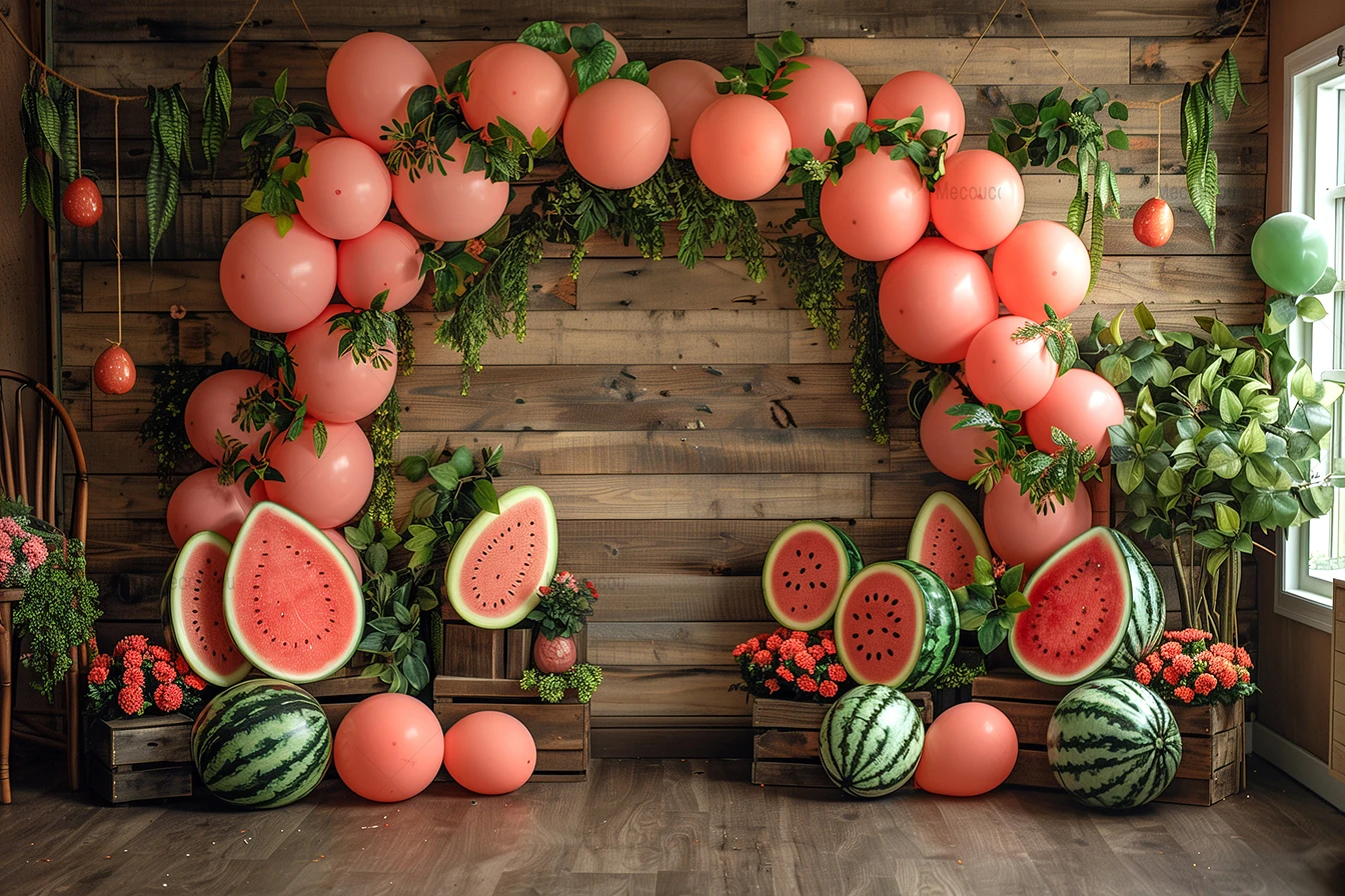 Summer Fruit Shop Lemon Peach Watermelon Banana Apple Children Birthday Party Decoration Background Banner Photography Studio