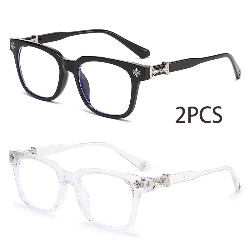 Klassische 3-teilige quadratische Anti-Blaulicht-Brille für Männer und Frauen, schwarzer und transparenter Rahmen, Unisex-Computerbrille für Damen