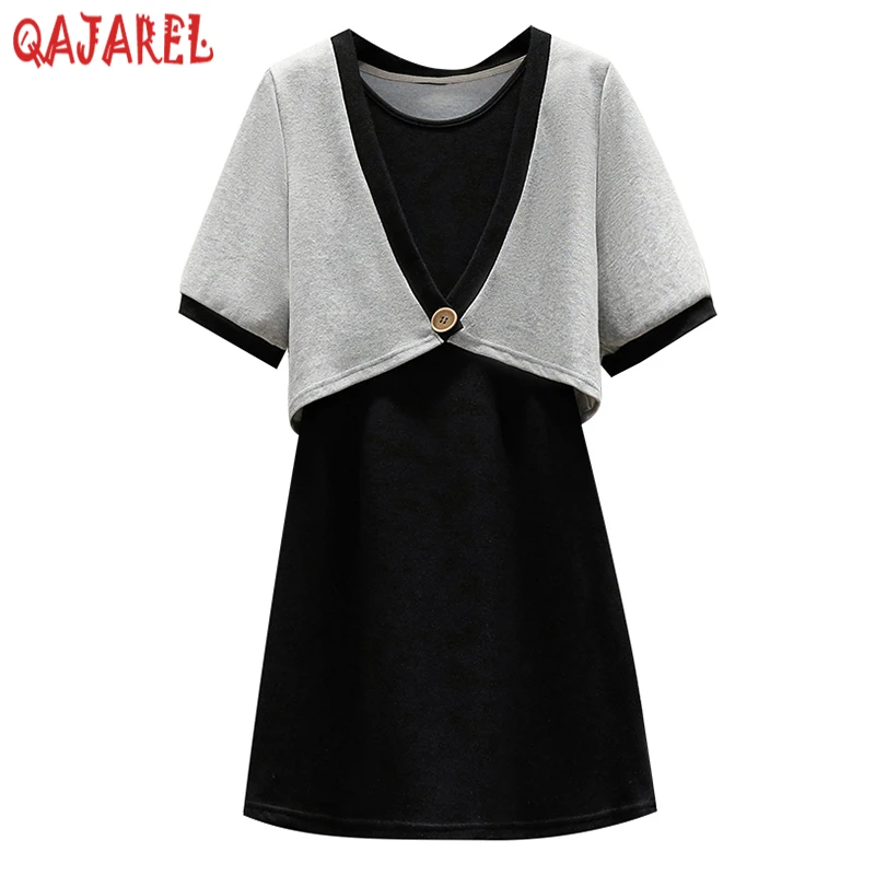 

High Quality 2024 Summer New Casual Knitted Piece Set Women Single Button Asymmetrical Cardigan+Black Mini Sling Dress Suit Sets