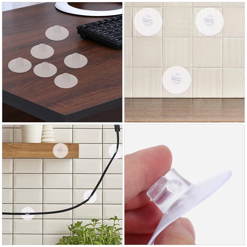 20 قطعة كابل شفط كأس لاصق مسطح للجدران البلاطية توفير المساحة إدارة الأسلاك كليب للمطبخ المنزلي #4