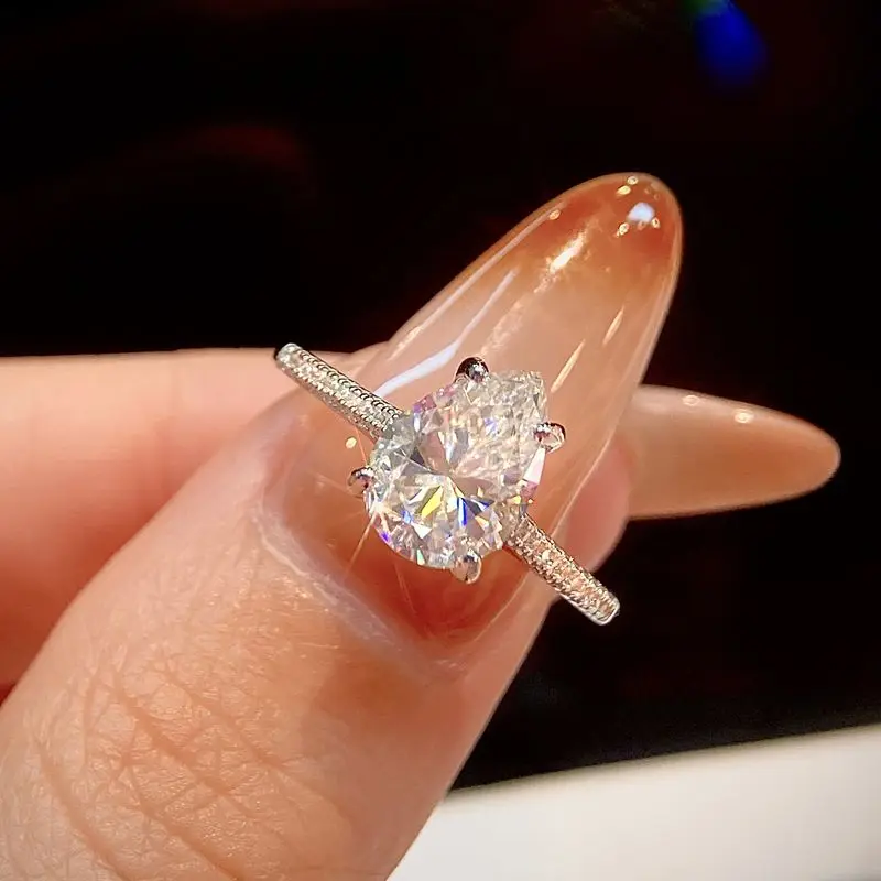 

GRA 2CT Кольца с муассанитом и бриллиантами для женщин Настоящее серебро 925 пробы Кольцо в форме капли воды Свадебные роскошные модные ювелирные изделия