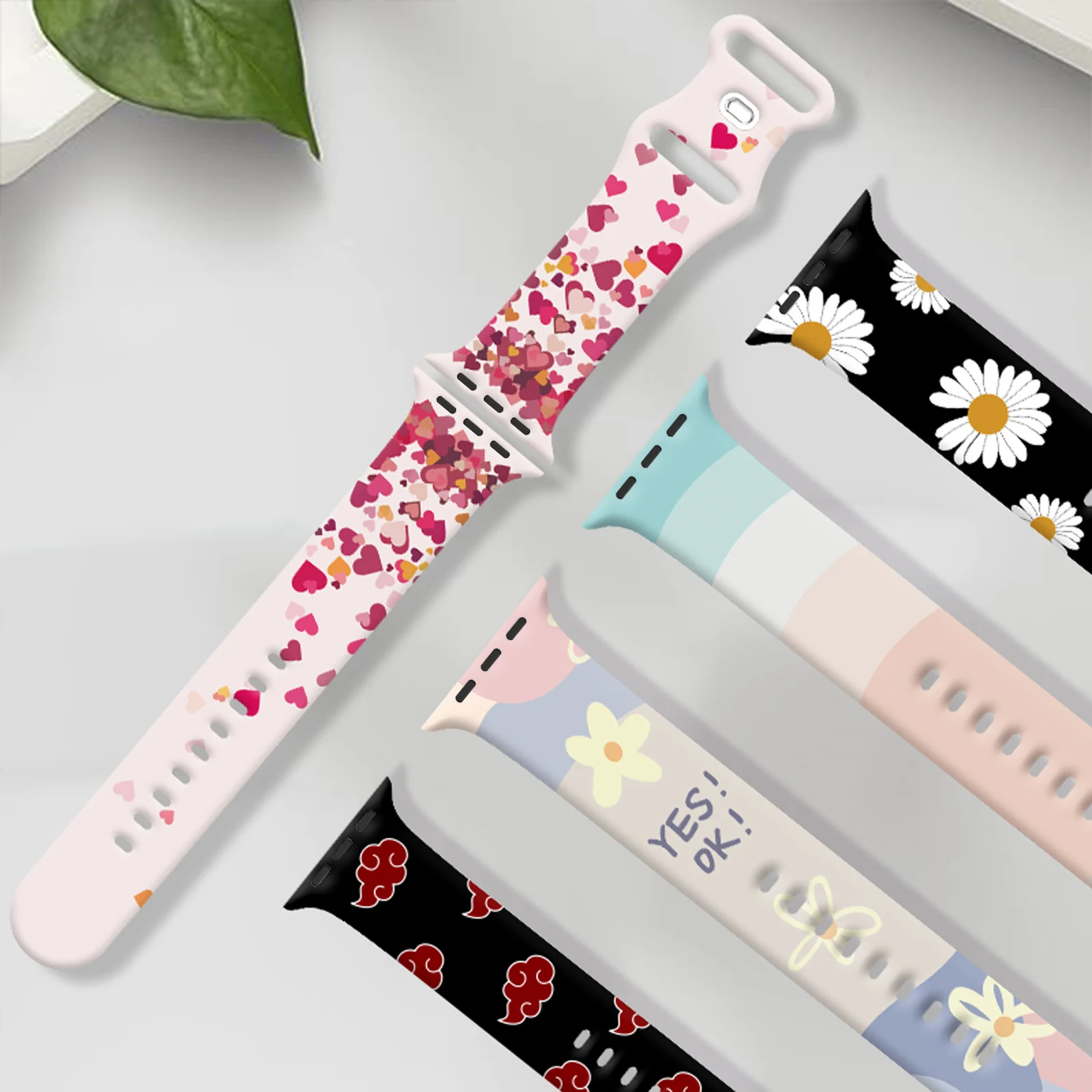 Correa de silicona con estampado para Apple Watch, pulsera reemplazable de 45mm, 44mm, 42mm, 9, 8, 7, SE, 6