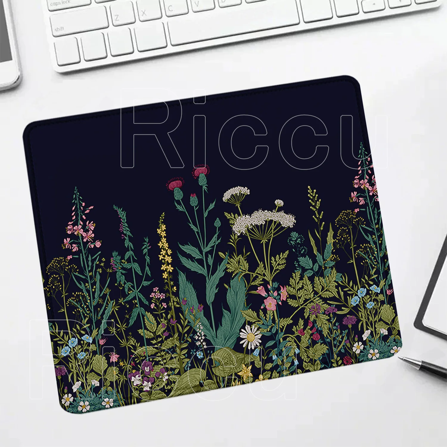 Gaming Mouse Pad Green Plants Vintage Flower Aesthetics PC small size Mousepad Soft Office NonSlip Computer HD Printing Desk Mat